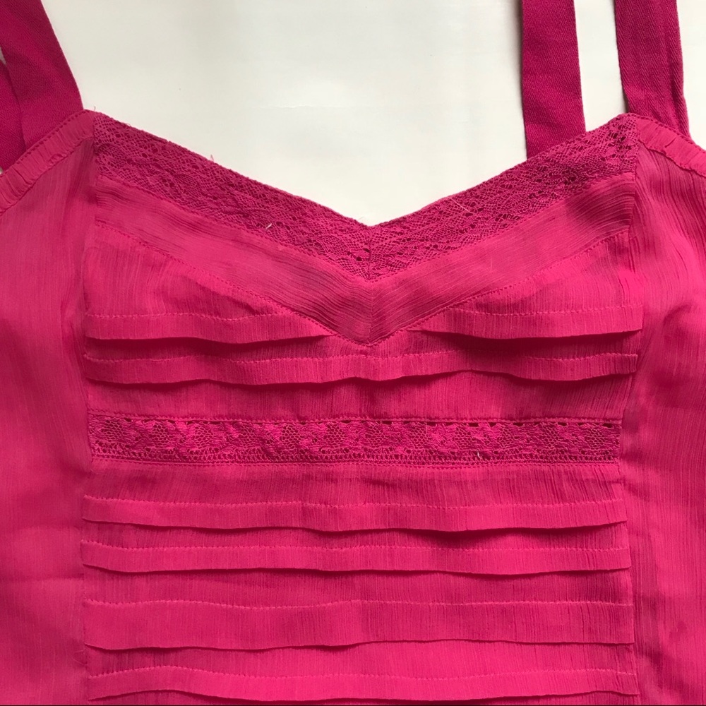 Pink American Eagle Ruffle Tank with Lace - Picture 4 of 8